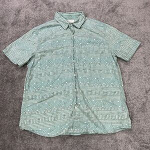 American Eagle Men’s Geometric Button Down Shirt Teal  Collared Lightweight